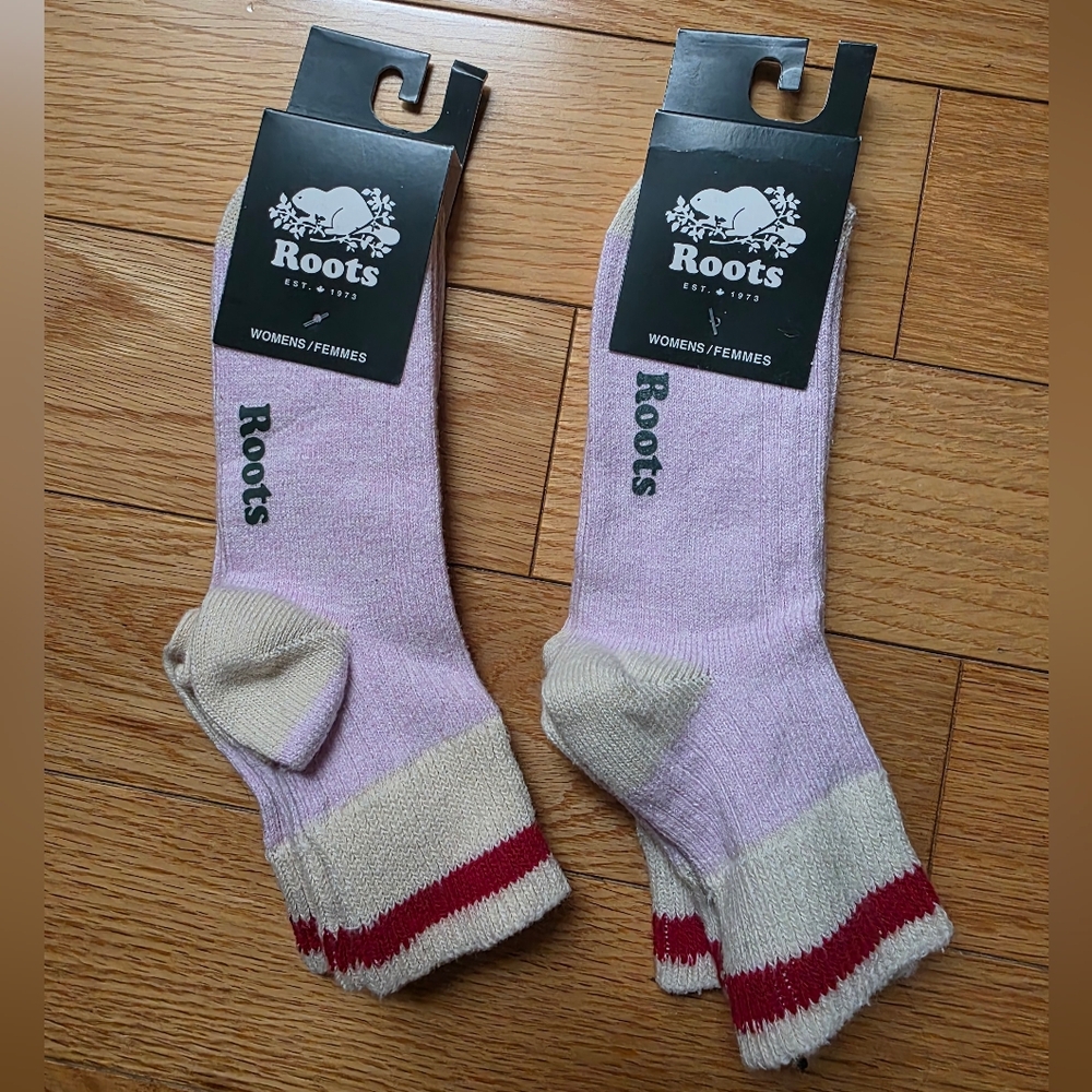 Roots Cabin Ankle Socks 4 Pack, One Size, Pink Mist